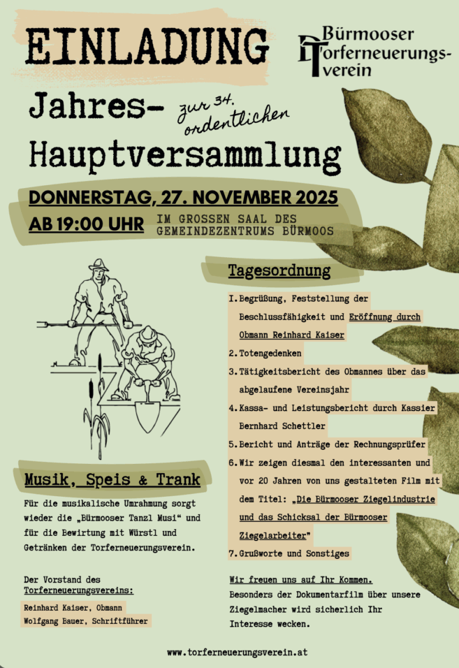 Jahreshauptversammlung Torferneuerungsverein Bürmoos